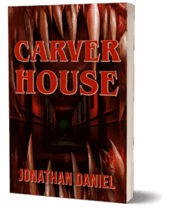 Carver House book cover - 80s supernatural horror novella by Jonathan Daniel showing dark apartment hallway